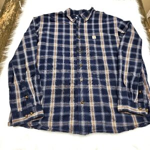 Carhartt Blue Plaid Long Sleeve Button Down Shirt Men’s Extra Large(XL)